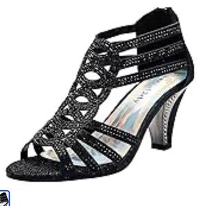 Mika Lady Women's Evening Rhinestone Lexie Crystal Dress  Sandals Black Size 8